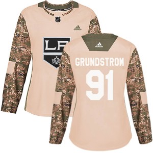 Women's Los Angeles Kings Carl Grundstrom Adidas Authentic Veterans Day Practice Jersey - Camo