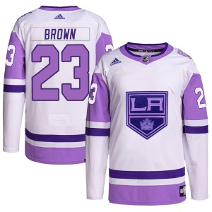 Men's Los Angeles Kings Dustin Brown Adidas Authentic Hockey Fights Cancer Primegreen Jersey - White/Purple