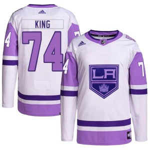 Men's Los Angeles Kings Dwight King Adidas Authentic Hockey Fights Cancer Primegreen Jersey - White/Purple