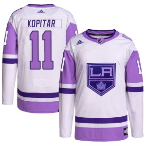 Men's Los Angeles Kings Anze Kopitar Adidas Authentic Hockey Fights Cancer Primegreen Jersey - White/Purple