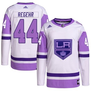 Men's Los Angeles Kings Robyn Regehr Adidas Authentic Hockey Fights Cancer Primegreen Jersey - White/Purple