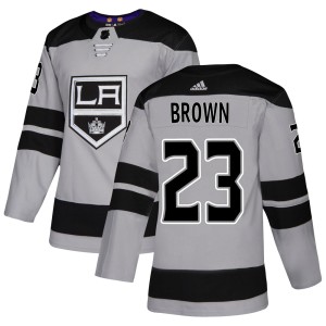 Men's Los Angeles Kings Dustin Brown Adidas Authentic Gray Alternate Jersey - Brown