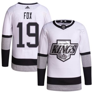 Youth Los Angeles Kings Jim Fox Adidas Authentic 2021/22 Alternate Primegreen Pro Player Jersey - White
