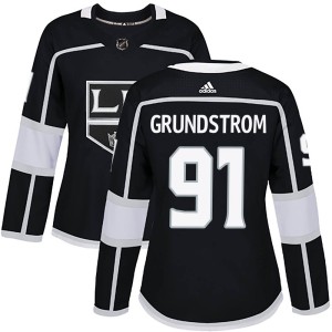 Women's Los Angeles Kings Carl Grundstrom Adidas Authentic Home Jersey - Black