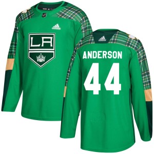 Men's Los Angeles Kings Mikey Anderson Adidas Authentic ized St. Patrick's Day Practice Jersey - Green