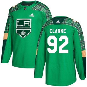 Men's Los Angeles Kings Brandt Clarke Adidas Authentic St. Patrick's Day Practice Jersey - Green