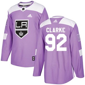 Men's Los Angeles Kings Brandt Clarke Adidas Authentic Fights Cancer Practice Jersey - Purple