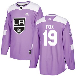 Men's Los Angeles Kings Jim Fox Adidas Authentic Fights Cancer Practice Jersey - Purple