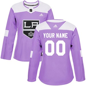 Women's Los Angeles Kings Custom Adidas Authentic Fights Cancer Practice Jersey - Purple