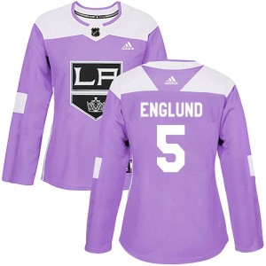 Women's Los Angeles Kings Andreas Englund Adidas Authentic Fights Cancer Practice Jersey - Purple