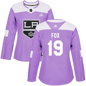 Women's Los Angeles Kings Jim Fox Adidas Authentic Fights Cancer Practice Jersey - Purple