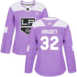 Women's Los Angeles Kings Kelly Hrudey Adidas Authentic Fights Cancer Practice Jersey - Purple