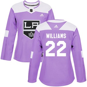 Women's Los Angeles Kings Tiger Williams Adidas Authentic Fights Cancer Practice Jersey - Purple