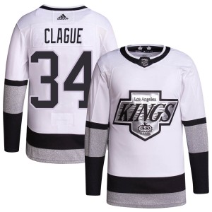 Men's Los Angeles Kings Kale Clague Adidas Authentic 2021/22 Alternate Primegreen Pro Player Jersey - White