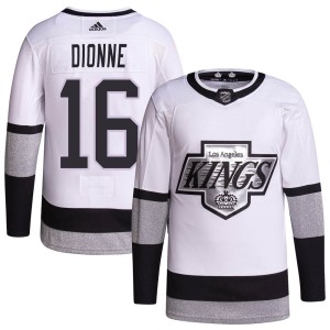 Men's Los Angeles Kings Marcel Dionne Adidas Authentic 2021/22 Alternate Primegreen Pro Player Jersey - White