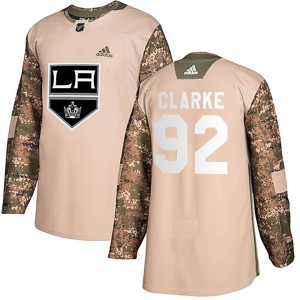 Youth Los Angeles Kings Brandt Clarke Adidas Authentic Veterans Day Practice Jersey - Camo